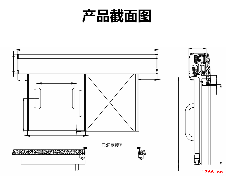 外掛中式氣密自動(dòng)門截面圖